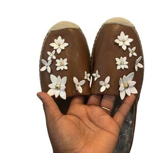 Michael Kors Lola Floral Brown Espadrilles Flats Women’s Size 9